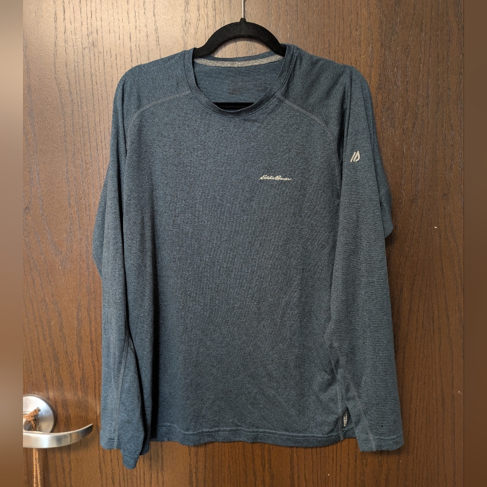 Eddie Bauer Free Dry Shirt Navy Blue Long Sleeve Large